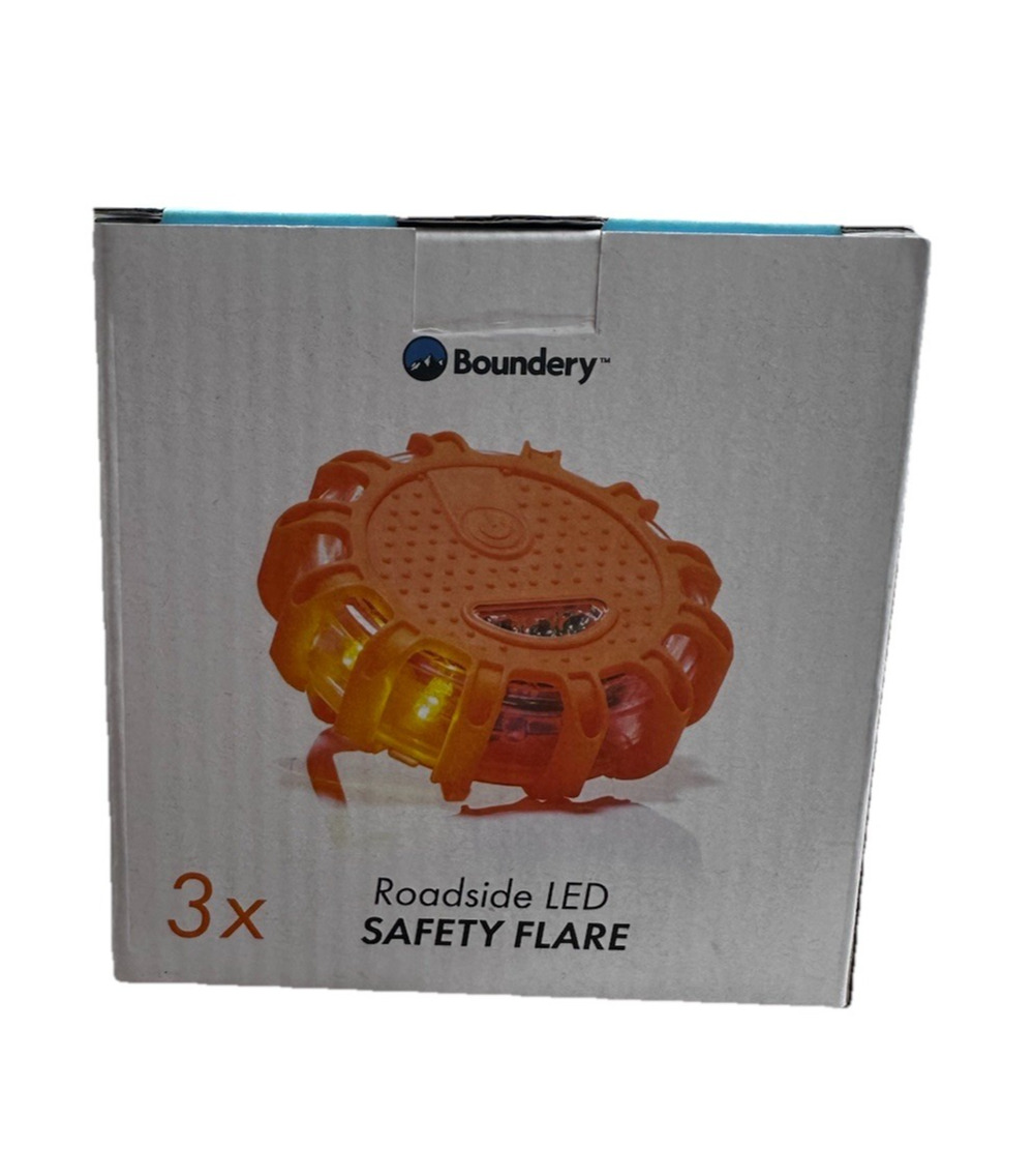 New Boundery Roadside LED Light Safety Flare Orange Auto Car 3 Pack NIB